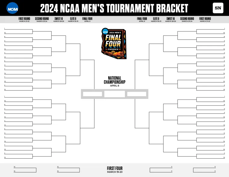 March Madness printable bracket: Download a free 2024 NCAA Tournament bracket PDF here
